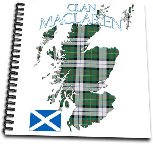Drawing Book 8 x 8 inch - Outline of Scotland with The Maclaren Dress Clan Family Tartan. Creative Studios Scottish Tartans