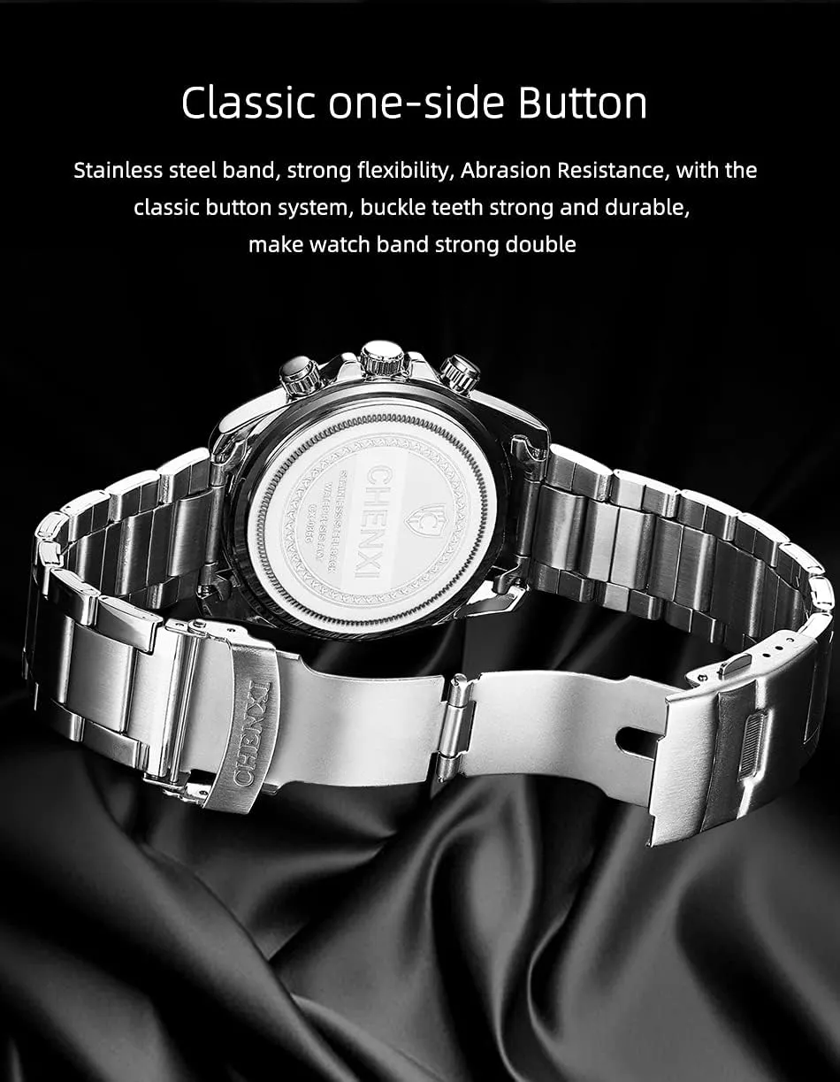 DREAMING Q&P Fq-005 Classic Style Gold Stainless Steel Mens Wrist Watches with Crystals for Man