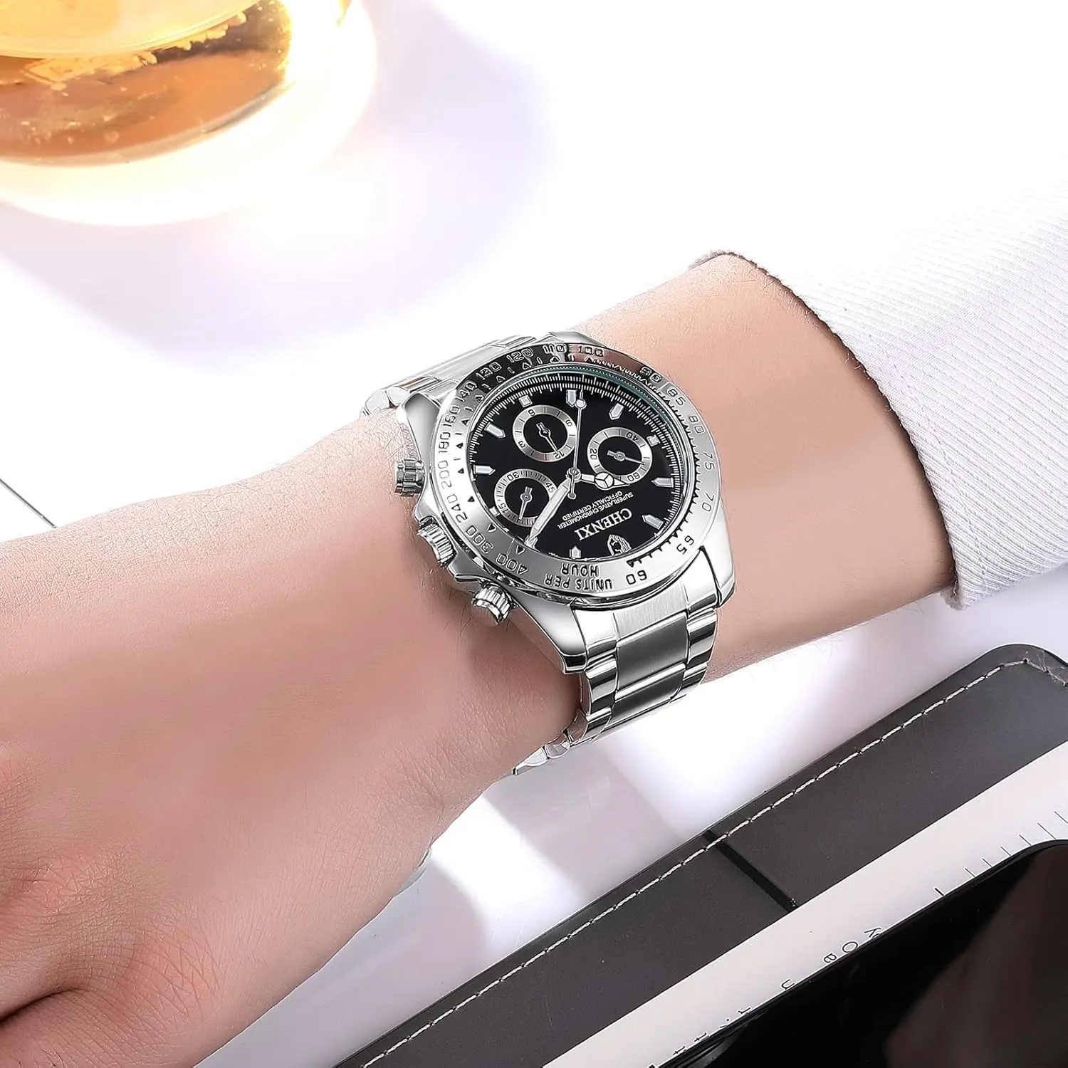DREAMING Q&P Fq-005 Classic Style Gold Stainless Steel Mens Wrist Watches with Crystals for Man