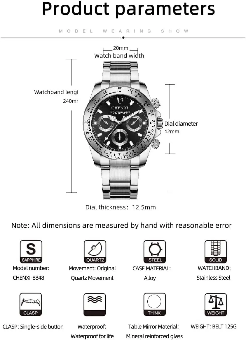 DREAMING Q&P Fq-005 Classic Style Gold Stainless Steel Mens Wrist Watches with Crystals for Man
