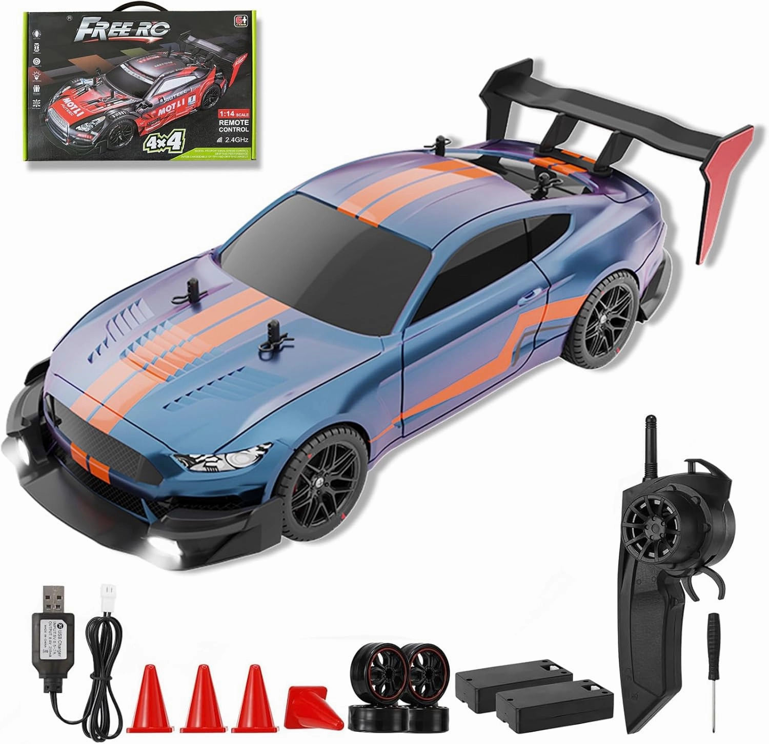 Drift RC Car,Remote Control Car Racing Drifting Car 40km/h 4WD High Speed Remote Control Truck Kids Toy for Boys and Teenagers (Dark Blue)