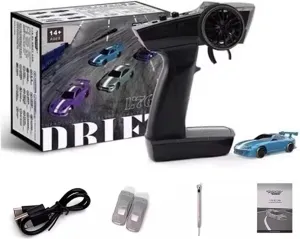 Drifty Boyz Rc Car, Slidey Boys - Tabletop Drift Rc Car, Drifty Boyz Vapor Slide Drift Rc Car Mini, Turbo Racing 1/76 Rc, Mini Rc Drift Car, Metal Drift Tires, Drift Experience (Blue)