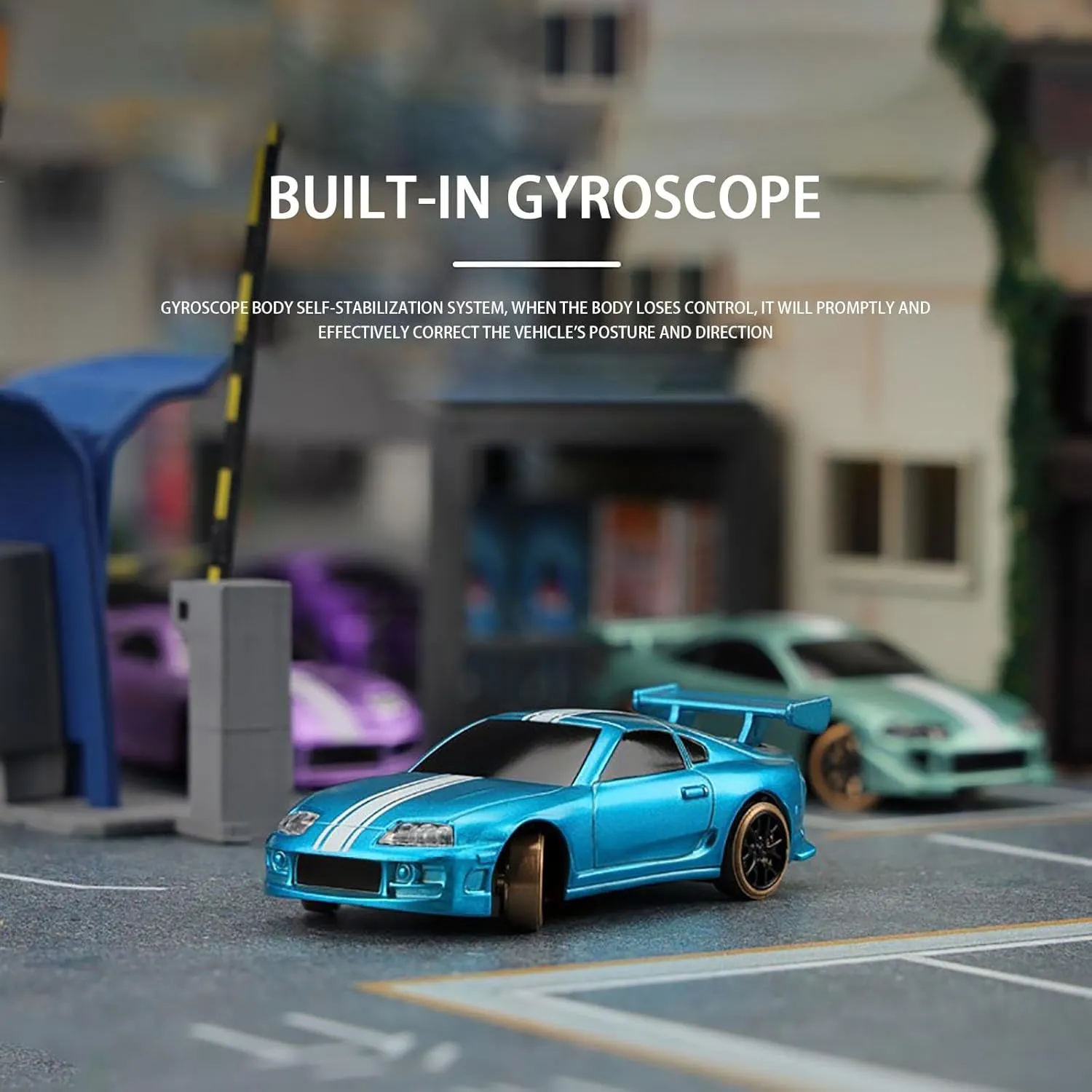 Drifty Boyz Rc Car, Slidey Boys - Tabletop Drift Rc Car, Drifty Boyz Vapor Slide Drift Rc Car Mini, Turbo Racing 1/76 Rc, Mini Rc Drift Car, Metal Drift Tires, Drift Experience (Blue)