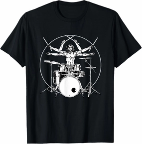 Drums Gift Drum Da Vinci Vitruvian Man T-Shirt
