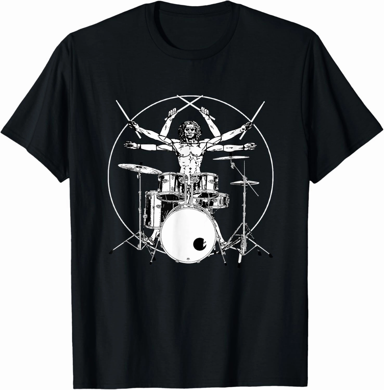Drums Gift Drum Da Vinci Vitruvian Man T-Shirt