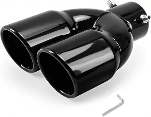 Dual Exhaust Tips with 2.5 inch Inlet 3 inch Outlet, Straight Stainless Steel Exhaust y Pipe for Car Tailpipe Tip- Black