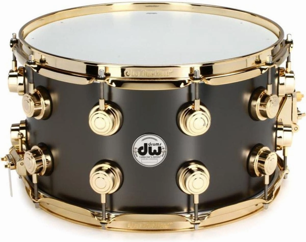 DW Collector's Series Metal Snare Drum 6.5 x 14-inch - Satin Black Over Brass - Gold Hardware