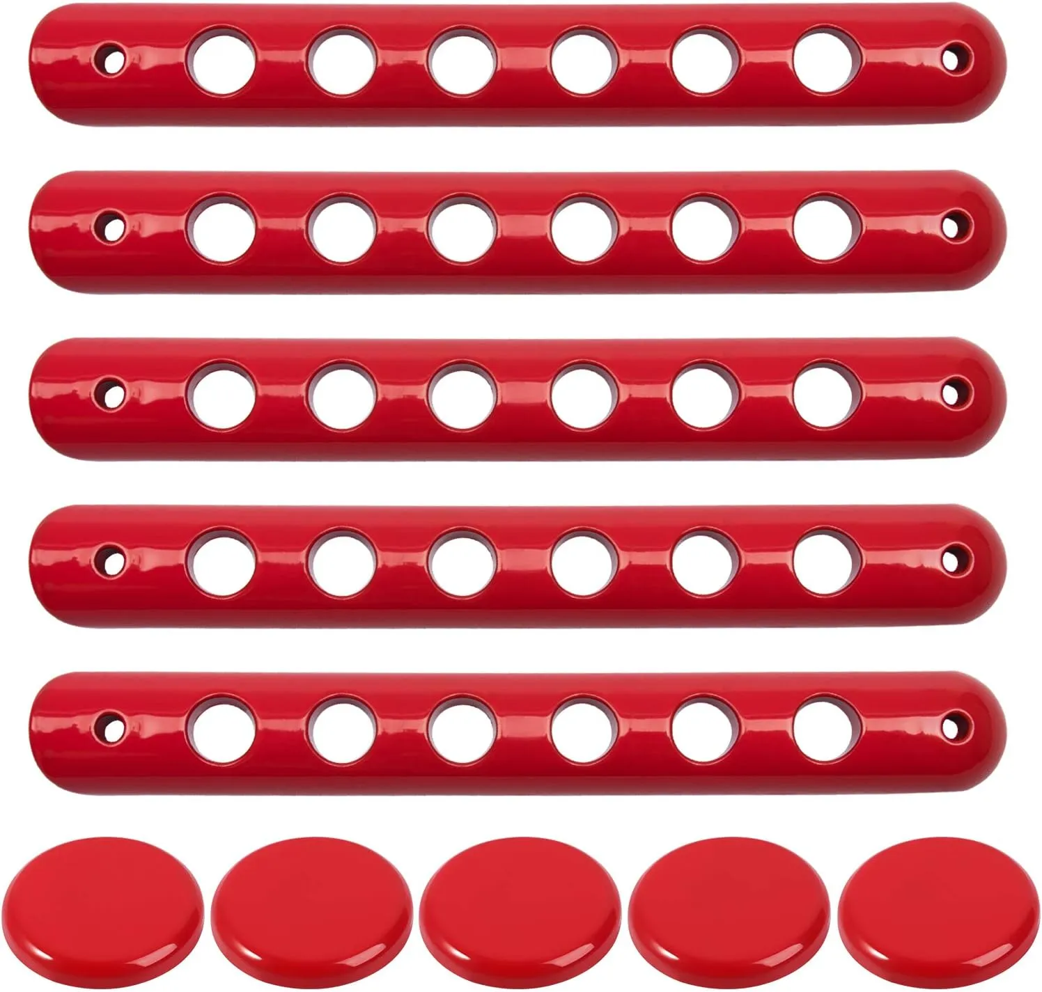 E-cowlboy Grab Handle Inserts Cover Push Button Knobs Cover Trim for Jeep Wrangler JK JKU Sahara Rubicon Unlimited 2007-2018 Exterior Door Handle Decoration Accessories Aluminum (Red)