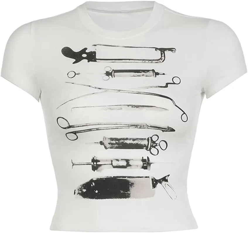 E Girl Clothing Graphic Print Summer Crop Top for Teen Girls
