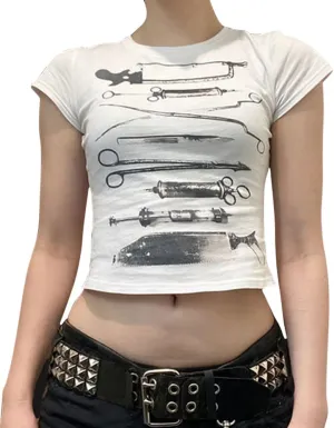 E Girl Clothing Graphic Print Summer Crop Top for Teen Girls