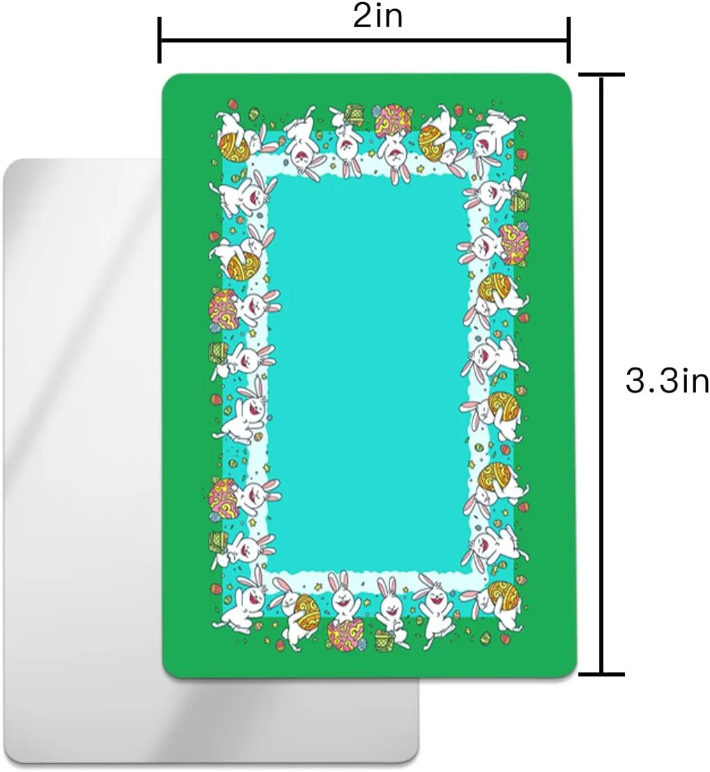 Easter Bunny Compact Mirror Bulk 4 Pack Card Mirror, Cute Rabbit Spring Aqua Green Backdrop Small Compact Mirror for Purse, Rectangular Handheld Pocket Makeup Mirror