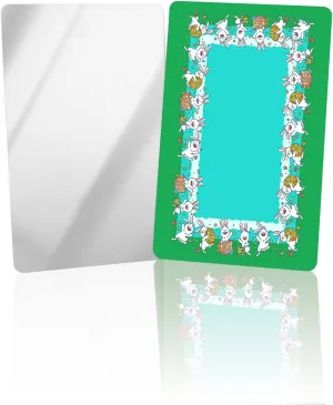 Easter Bunny Compact Mirror Bulk 4 Pack Card Mirror, Cute Rabbit Spring Aqua Green Backdrop Small Compact Mirror for Purse, Rectangular Handheld Pocket Makeup Mirror