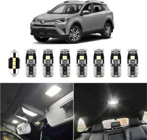 EASY EAGLE LED Interior Car Lights for Toyota-RAV4-2016-2022: 8 Piece Kit White LED Light Bulbs - Super Bright 6000K   Install Tool