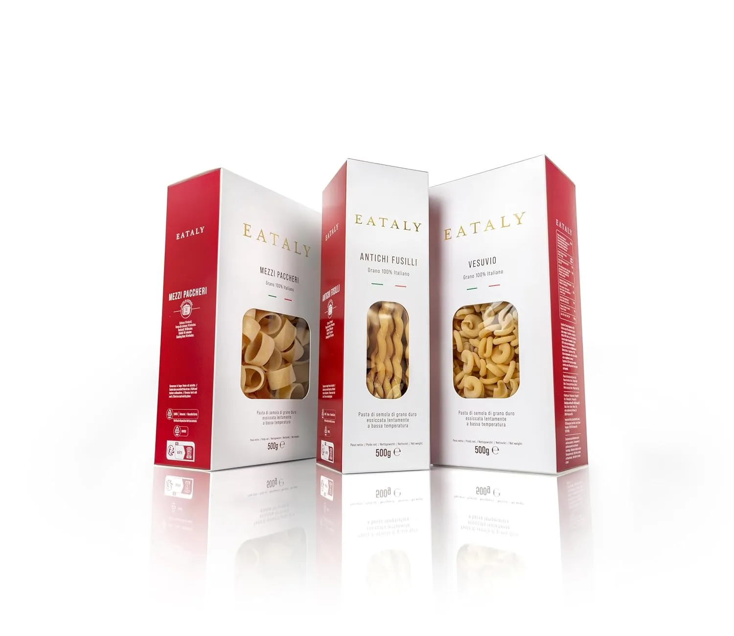 Eataly Italian Vesuvio Pasta Noodles - 500g (17 oz.) Box -Authentic Durum Semolina Wheat - Made in Italy- Dried Pasta for Gourmet Dining, 1 Pack