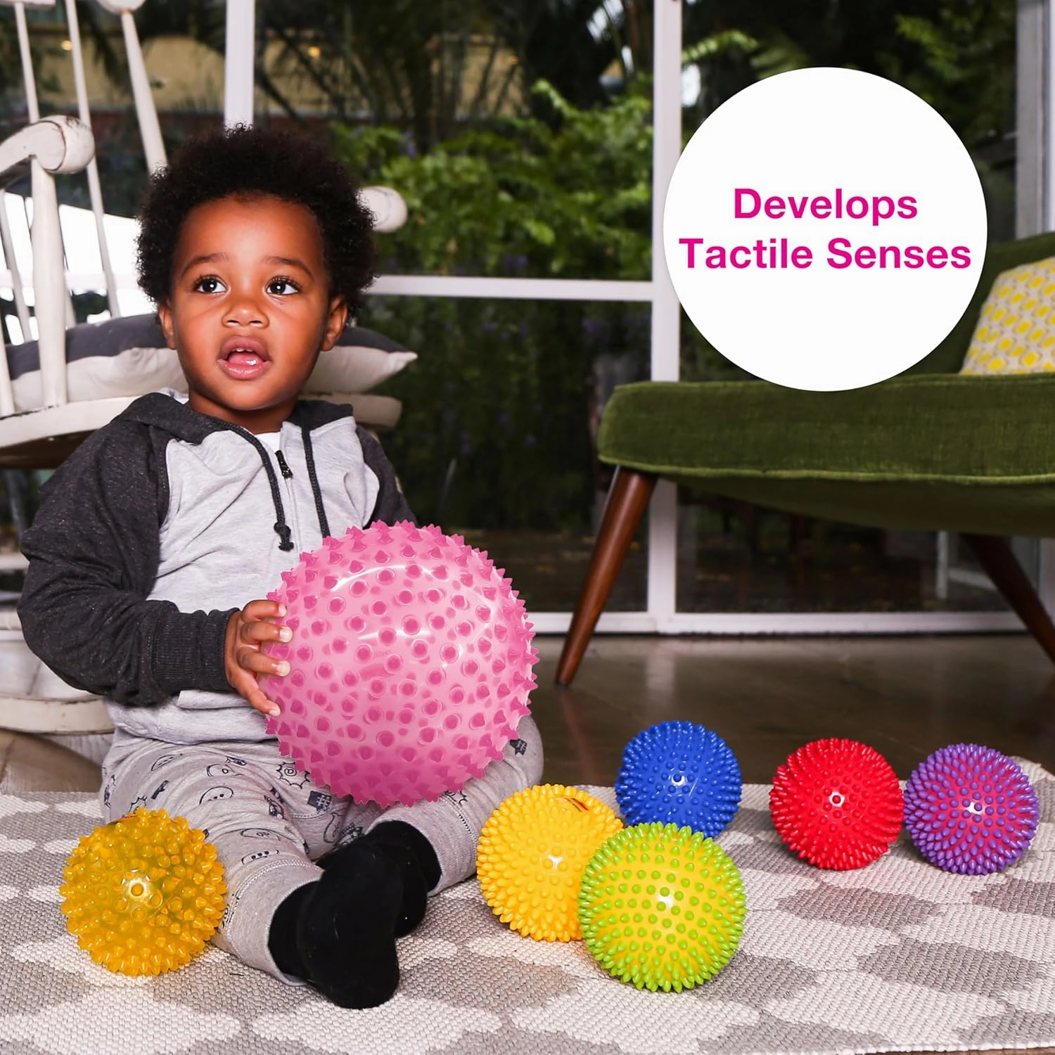 Edushape Sensory Ball for Baby - 7" Transparent Pink, Enhances Gross Motor Skills for Kids 6 Months & Up