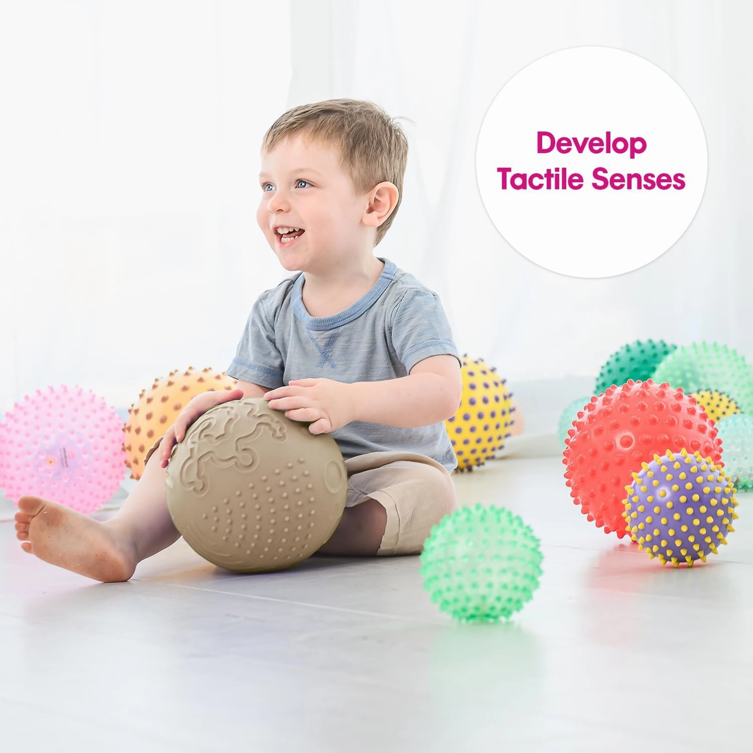 Edushape Texture-iffic Sensory Ball for Baby - 7" Baby Ball for Kids with 8 Sections of Different Tactile Patterns