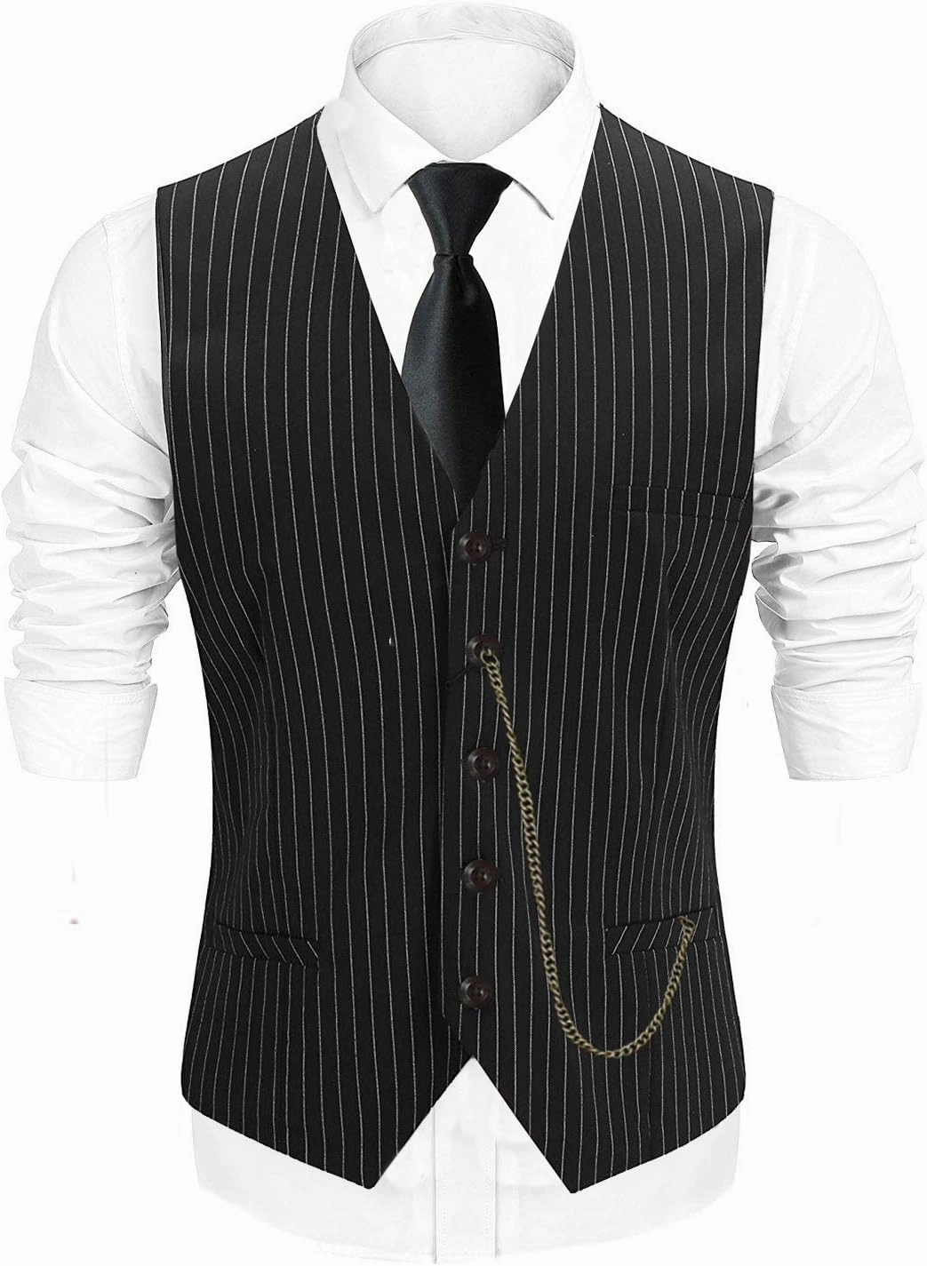 EFORLED 1920s Mens Costume Fedora Hat,Gatsby Gangster Vest,Vintage Pocket Watch,Pre Tied Bow Tie,Tie