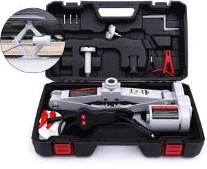 Electric Car Jack - 3 Ton Floor Jack 12V Truck Jack Stands Kit Scissor Car Lift Jack for Tire Change and Road Emergencies with Carrying Case