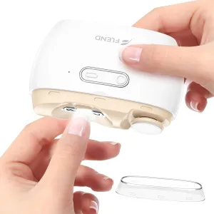 Electric Nail Clipper, 2-in-1 Nail Trimmer with Polisher, 2-Speed Safe Fingernail Trimmer for All Ages, Rechargeable Automatic Nail Clipper with Light, Manicure Set for Baby Kids Seniors & Weak Hands