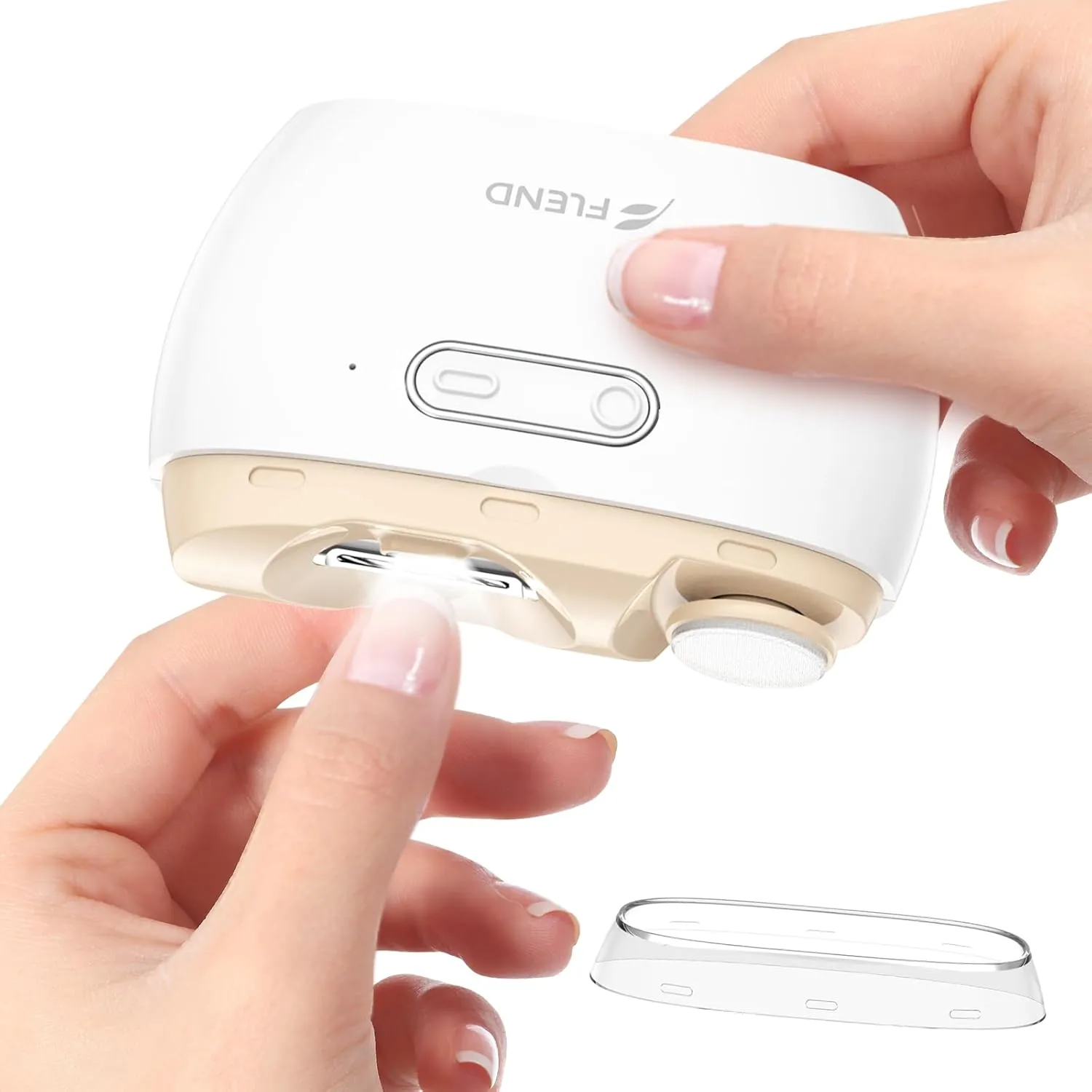 Electric Nail Clipper, 2-in-1 Nail Trimmer with Polisher, 2-Speed Safe Fingernail Trimmer for All Ages, Rechargeable Automatic Nail Clipper with Light, Manicure Set for Baby Kids Seniors & Weak Hands