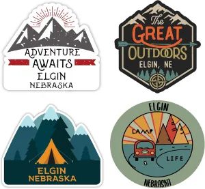 Elgin Nebraska Souvenir 4-Inch Each Fridge Magnet 4-Pack