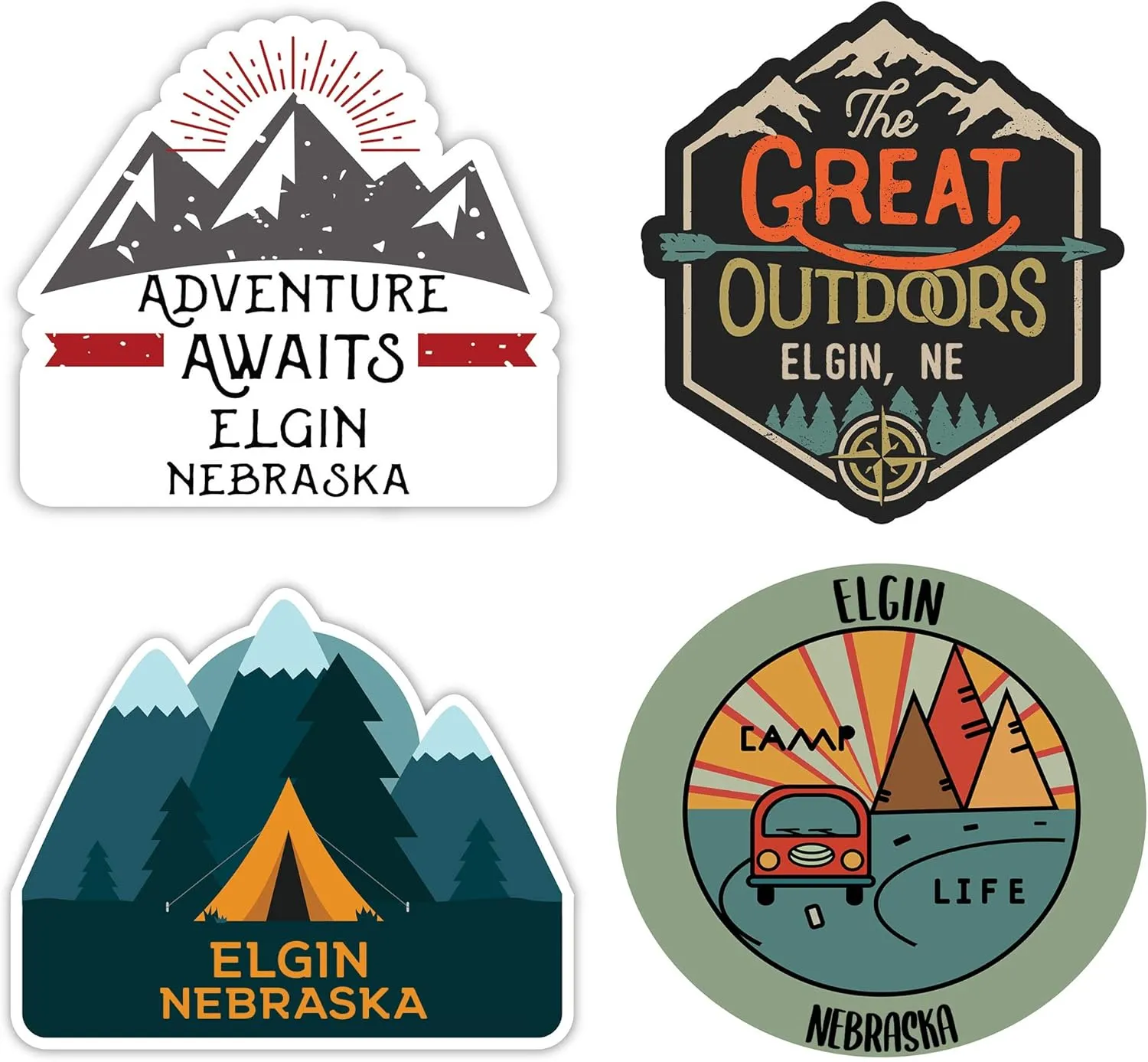 Elgin Nebraska Souvenir 4-Inch Each Fridge Magnet 4-Pack