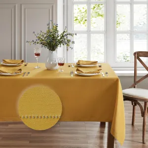 Elrene Home Fashions Alison Eyelet Border Design Wrinkle Resistant Fabric Tablecloth, 70"x70" Round, Copen Blue