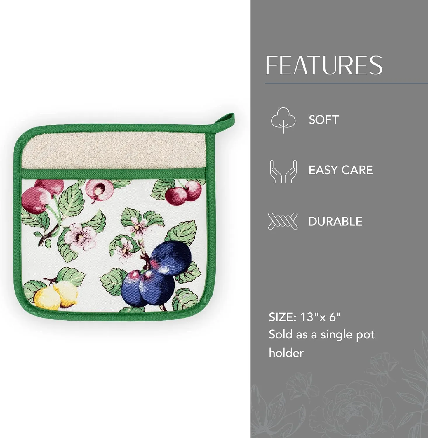 Elrene Home Fashions Villeroy & Boch French Garden Pot Holder, Pot Holder for Kitchen Use, 8"x9"