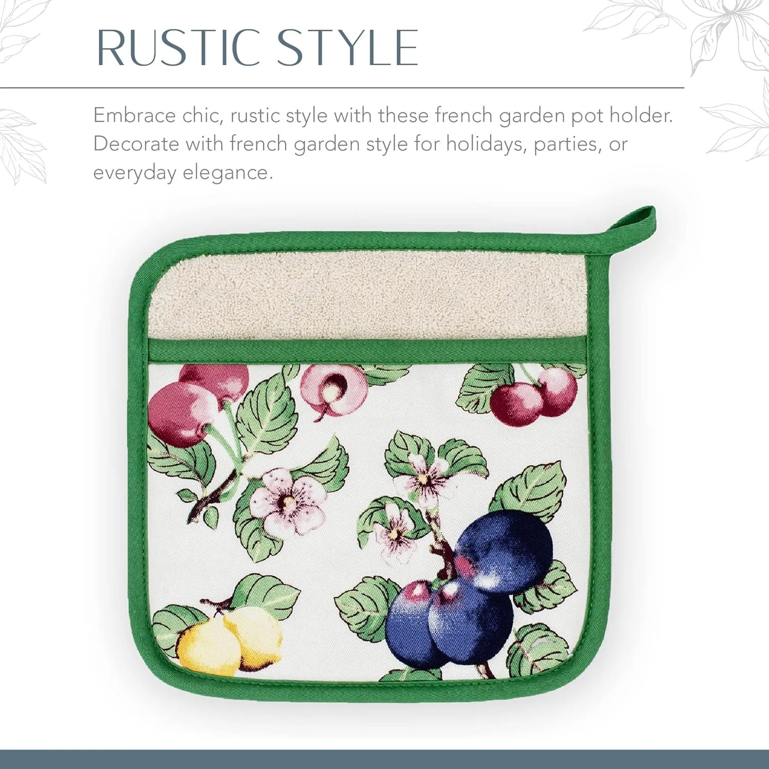 Elrene Home Fashions Villeroy & Boch French Garden Pot Holder, Pot Holder for Kitchen Use, 8"x9"