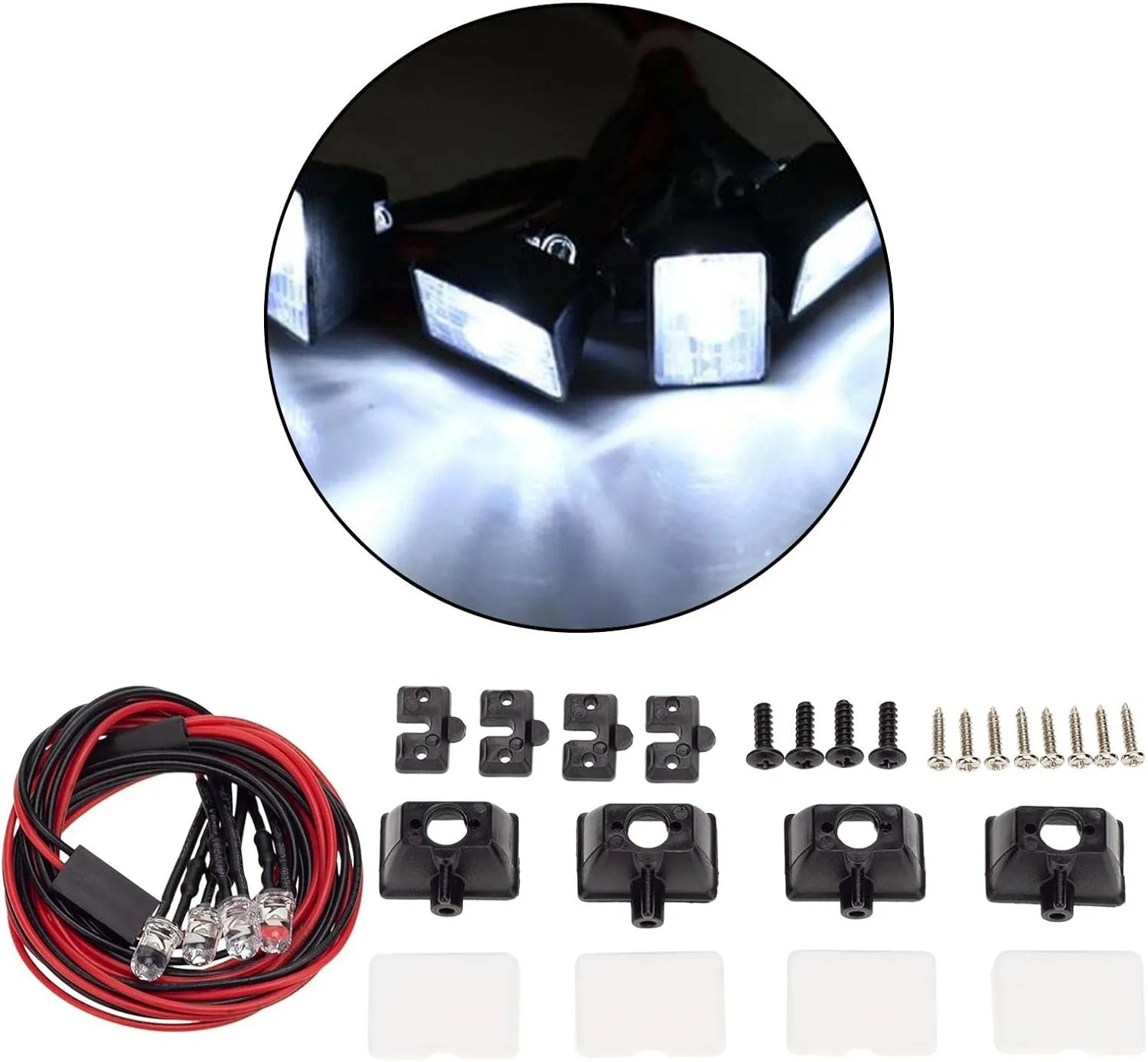 Enhance Your RC car with This Super Bright LED Roof Lamp Kit and Authentic, Perfect for AXAIL SCX10 TRX6 TRX4 90046 D90 110 1/10 RC Car. for Night Racing - 4 Lights
