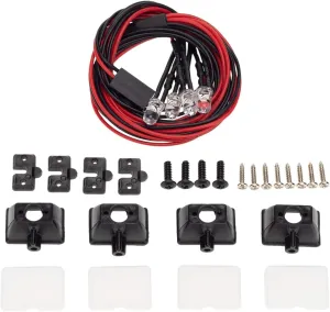Enhance Your RC car with This Super Bright LED Roof Lamp Kit and Authentic, Perfect for AXAIL SCX10 TRX6 TRX4 90046 D90 110 1/10 RC Car. for Night Racing - 4 Lights