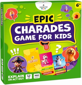 Epic Charades Game for Kids Ages 6  – 200 Act Out & Explain Cards with Illustrations & Timer – Fun Educational Game for Family, Party, Classroom & Travel