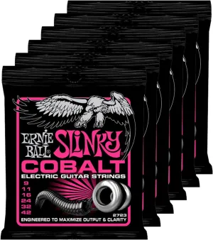 Ernie Ball 2723 Cobalt Super Slinky Electric Guitar Strings 9-42 6 Pack