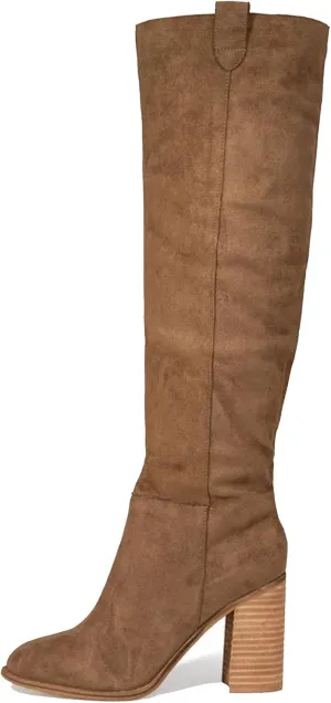 Erocalli Women's Fashion Knee High Boot Women Chunky Block High Heel Pull on Classic Chelsea Long Boots