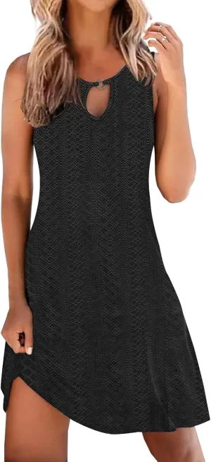 ETCYY NEW Summer Dresses for Women Trendy Boho Floral Print Sundresses Sleeveless Beach Cover Up Dress with Pockets