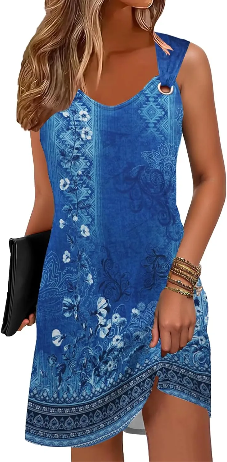 ETCYY Summer Dresses for Women 2025 Vacation Beach Cover Ups Swimsuit Sleeveless Sundresses Casual Loose Tank Sun Dresses