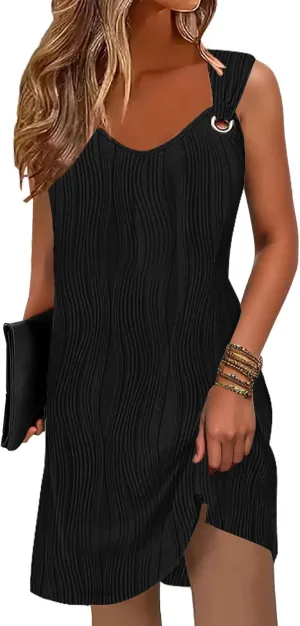 ETCYY Summer Dresses for Women 2025 Vacation Beach Cover Ups Swimsuit Sleeveless Sundresses Casual Loose Tank Sun Dresses