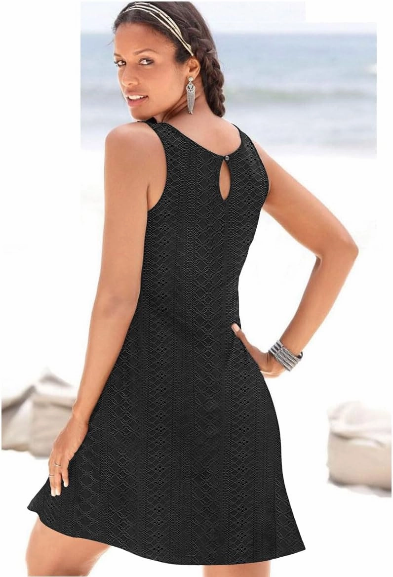 ETCYY NEW Summer Dresses for Women Trendy Boho Floral Print Sundresses Sleeveless Beach Cover Up Dress with Pockets
