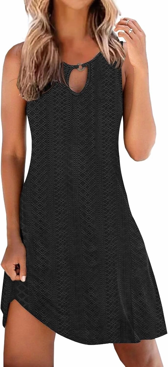 ETCYY NEW Summer Dresses for Women Trendy Boho Floral Print Sundresses Sleeveless Beach Cover Up Dress with Pockets