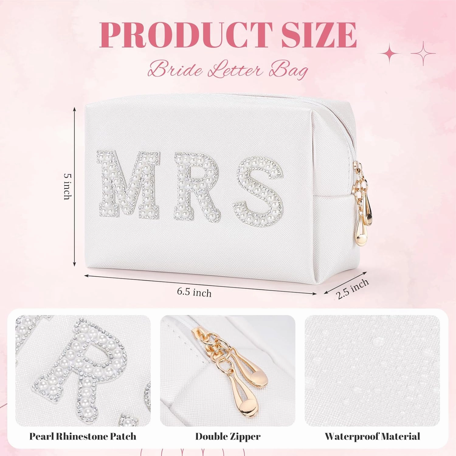 Etercycle Bridal Shower Gifts Set, MRS Cosmetic Bag With I Do Women Slippers, Small Waterproof Makeup Bag With Fuzzy Bride Slippers Wedding Bridesmaid Gifts for Her for Bachelorette Party Accessories