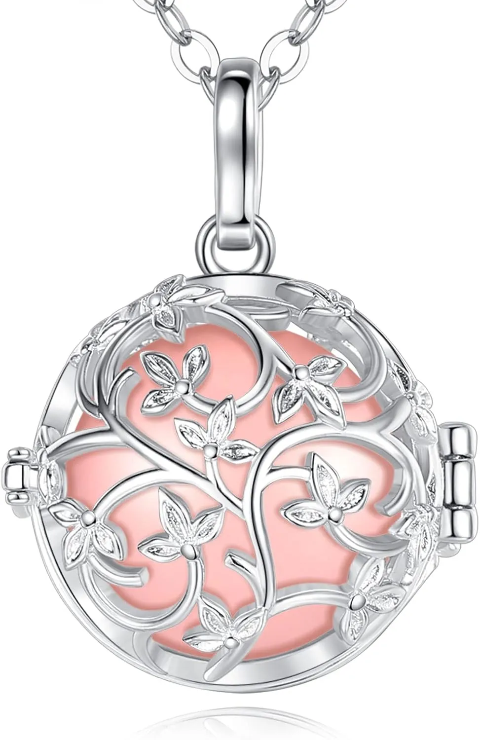 EUDORA Harmony Bola Tree of Life Angel Caller Pregnancy Women Necklace Guardian Angel Wishing Chime Mexico Ball Pendant for Future Mama Jewellry Gift for Women Mother Wife Sisters, 45inch   30inch