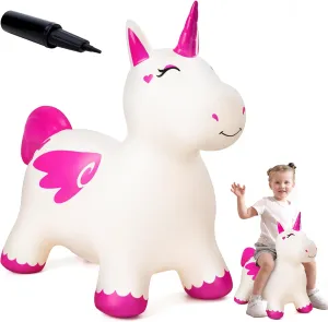 EVERICH TOY Bouncy Horse Unicorn Toys for Kids, Inflatable Bouncing Animal Hopping Toys, Outdoor Indoor Ride On Bouncer, Boys Girls Birthday Gift for 18 Months 2 3 4 5 6 Years Old Toddler