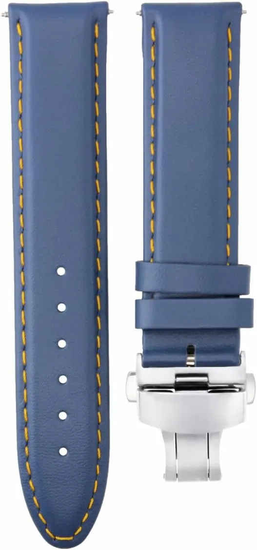 Ewatchparts 18-19-20-22-24mm Classic Men's Leather Watch Band Strap Smooth Compatible with Dunhill Clasp