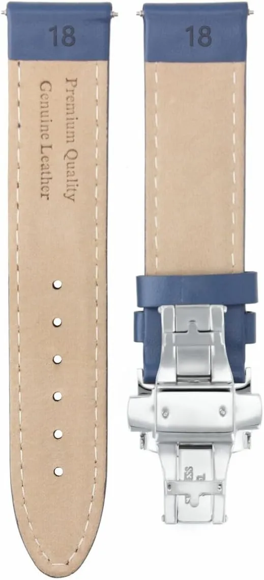 Ewatchparts 18-19-20-22-24mm Classic Men's Leather Watch Band Strap Smooth Compatible with Dunhill Clasp