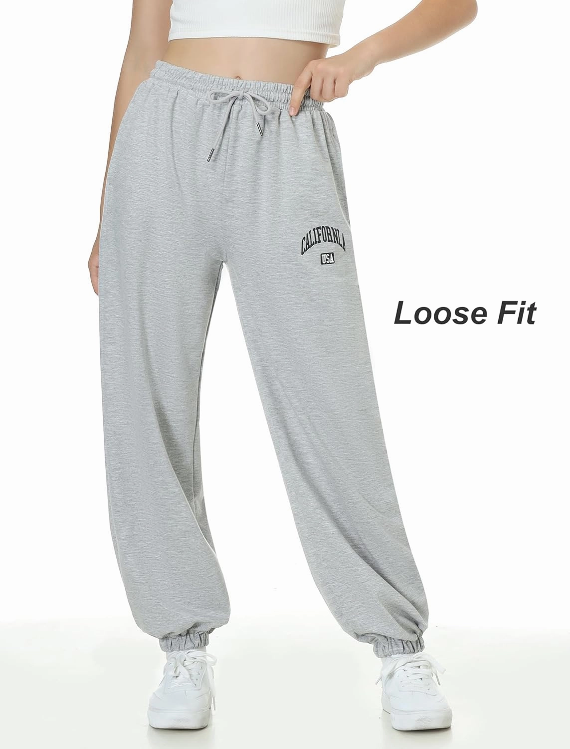 EXARUS 3 Pack Girls Sweatpants Letter Graphic Print with Pockets Sweat Pants High Waisted Cute Joggers 6-14Y