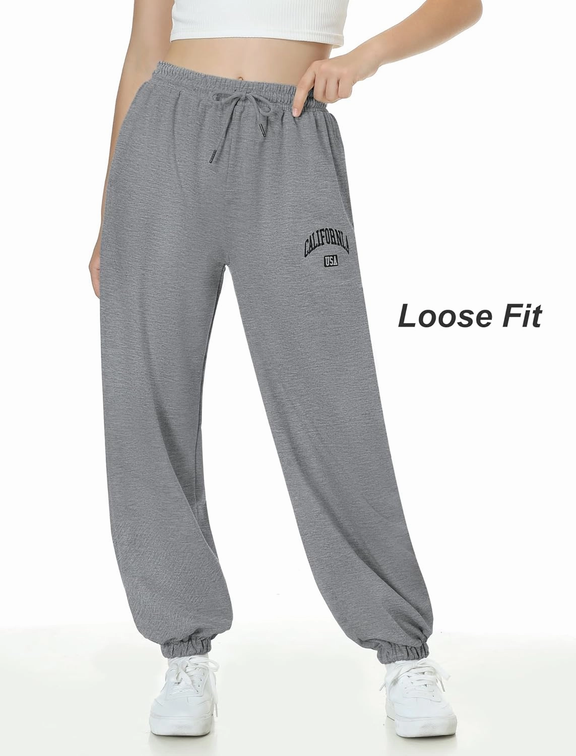 EXARUS 3 Pack Girls Sweatpants Letter Graphic Print with Pockets Sweat Pants High Waisted Cute Joggers 6-14Y
