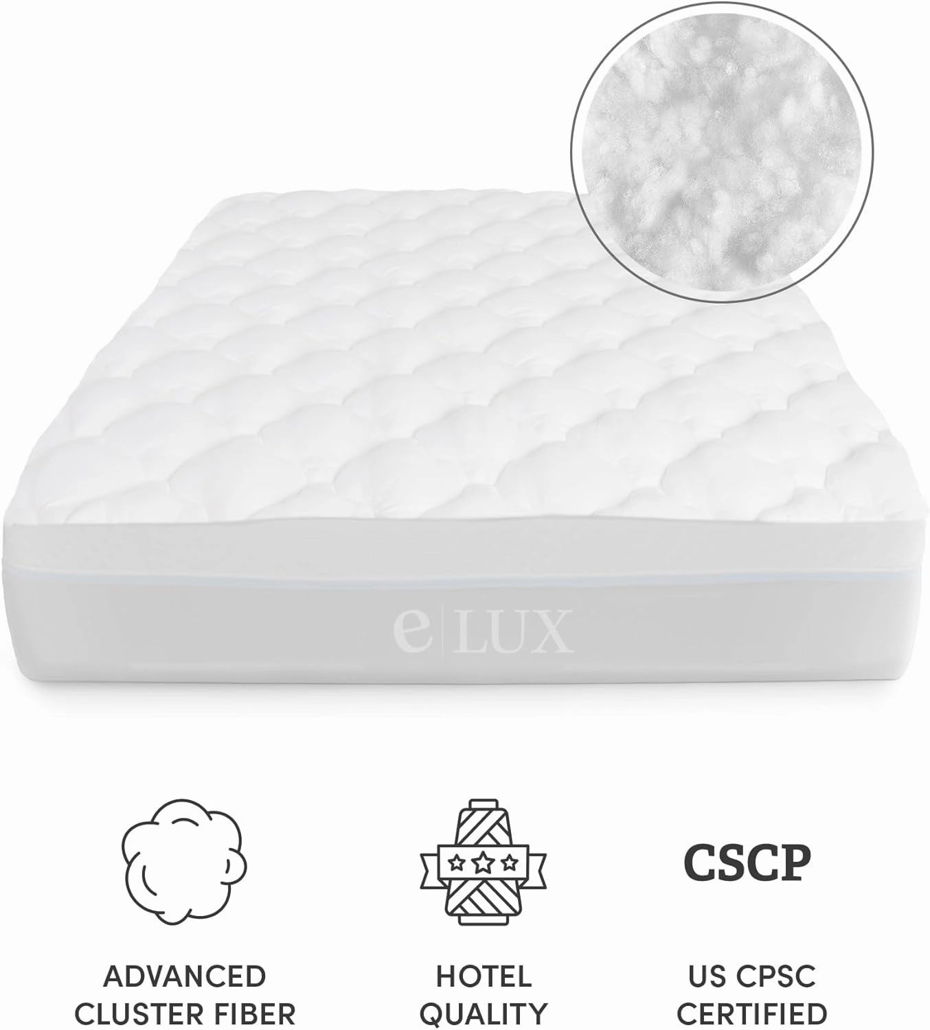 ExceptionalSheets Pillow Top Mattress Pad - Found in Marriott Hotels with Fitted Skirt and 18" Deep Pockets - Supportive Pillowtop Mattress Pad Cover with Cluster Fiber - Queen Size