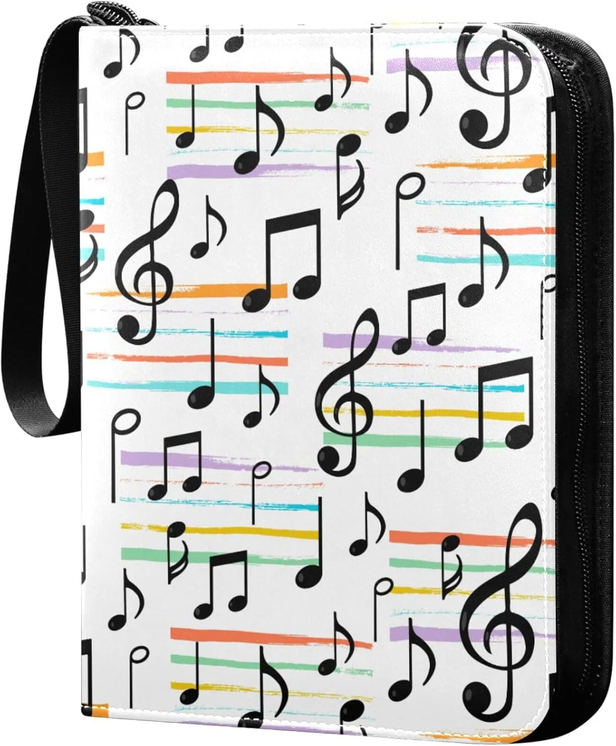 Exnundod Music Notes Pattern Trading Card Binder for Cards, Colorful Paint Stripes Card Album 4-Pockets for 400 Cards with Removable Sleeves PU Baseball Card Holder Football Sports Card Collection