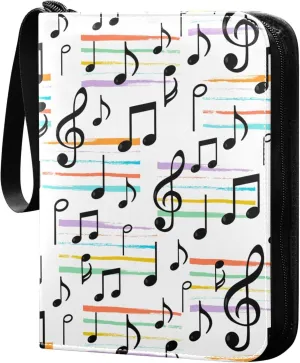 Exnundod Music Notes Pattern Trading Card Binder for Cards, Colorful Paint Stripes Card Album 4-Pockets for 400 Cards with Removable Sleeves PU Baseball Card Holder Football Sports Card Collection