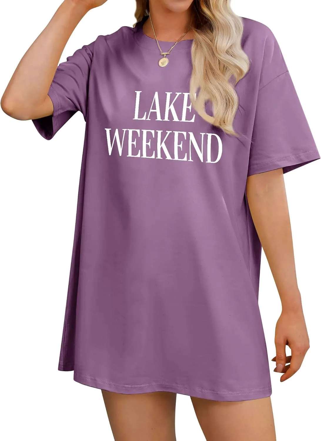 Ezcosplay Women Cute Lake Weekend Sweatshirt Letter Print Shirts Casual Loose Pullover Tops